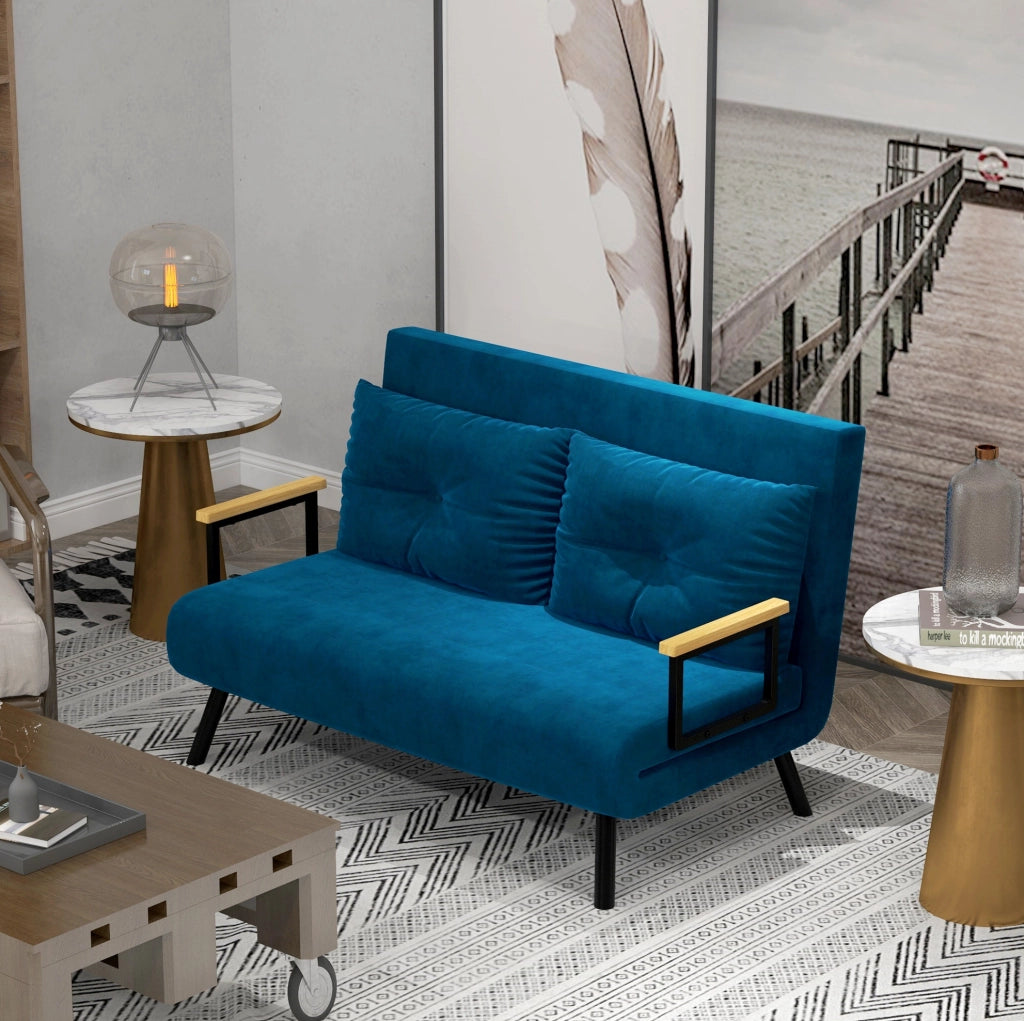 Poltrona letto 102x73x81 cm reclinabile fino a 180° con struttura in acciaio blu