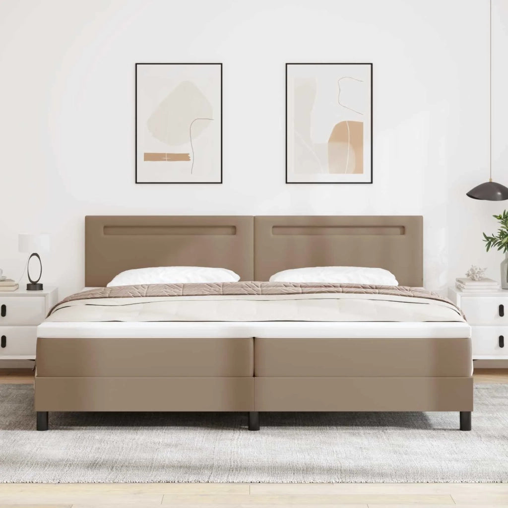 Letto a molle con led Cappuccino 200 x 200 cm Pelle sintetica 3339067
