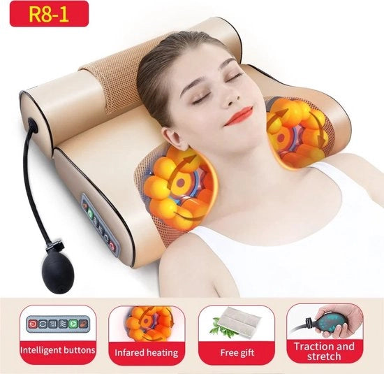 Cuscino di massaggio - Cuscino di massaggio elettrico - Apparecchio di massaggio elettrico con airbag - Con riscaldamento - Per collo, spalle e schiena