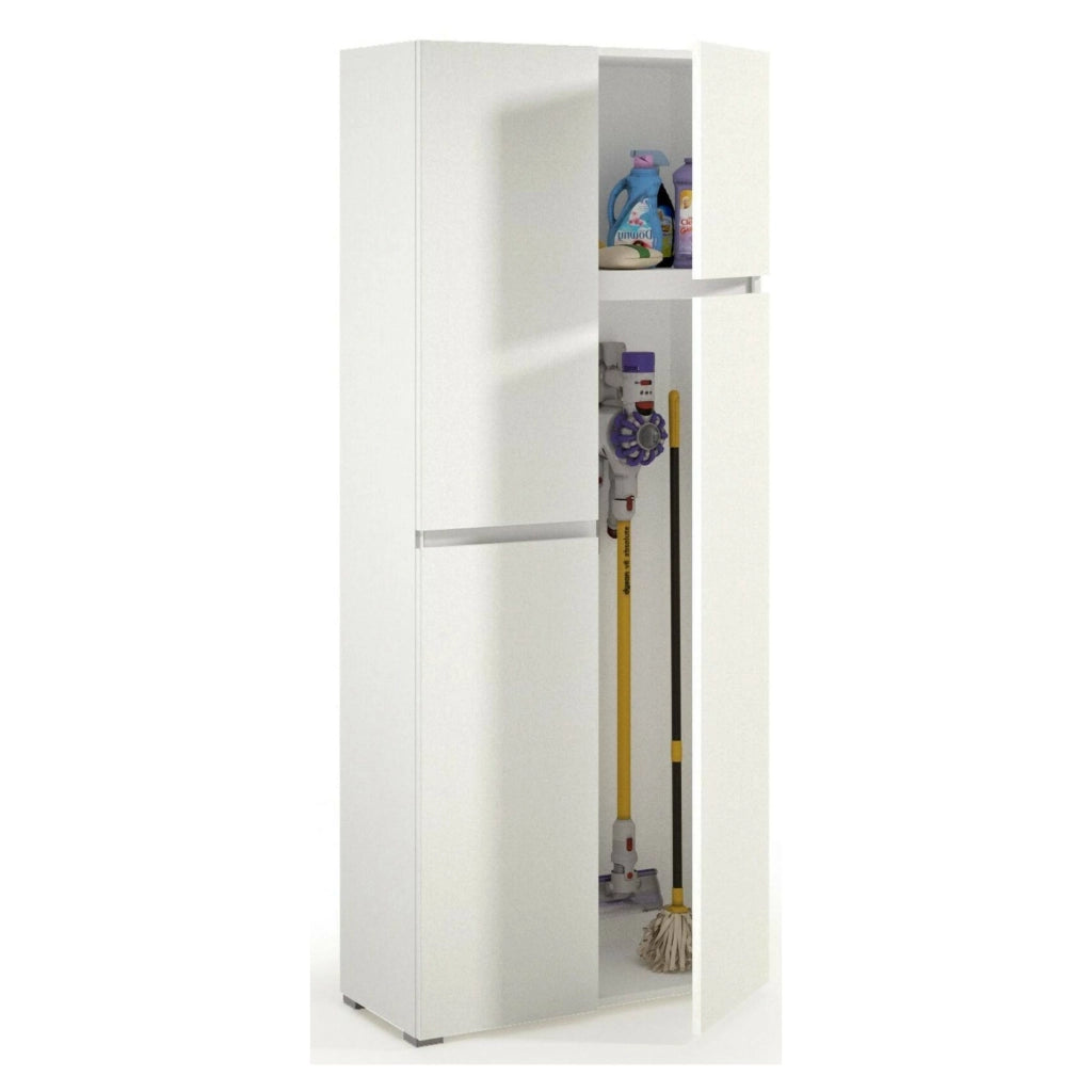 Attiniaro, Armadio Multiuso Grande 6 Ripiani Made in Italy, 80x195h cm Bianco