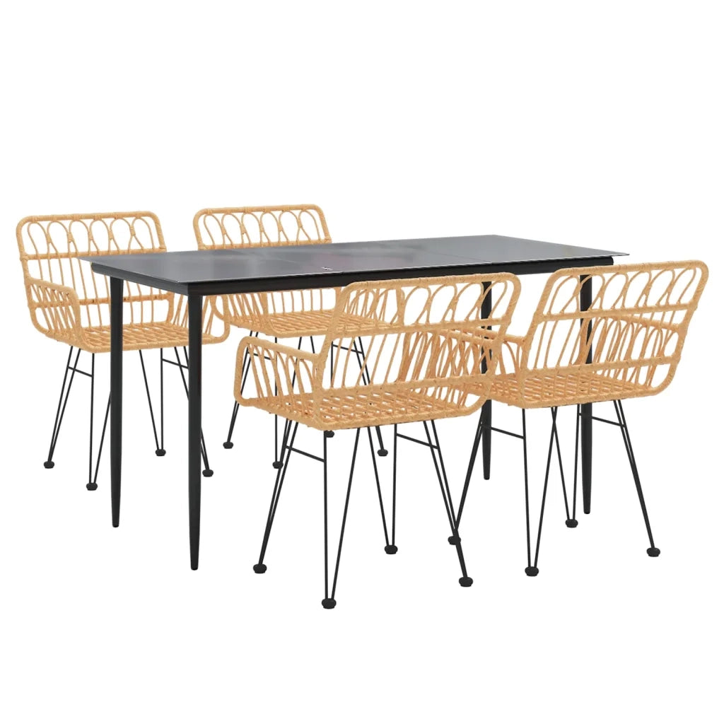 Set da Pranzo da Giardino 5 pz | Set Salotto da Giardino in Polyrattan