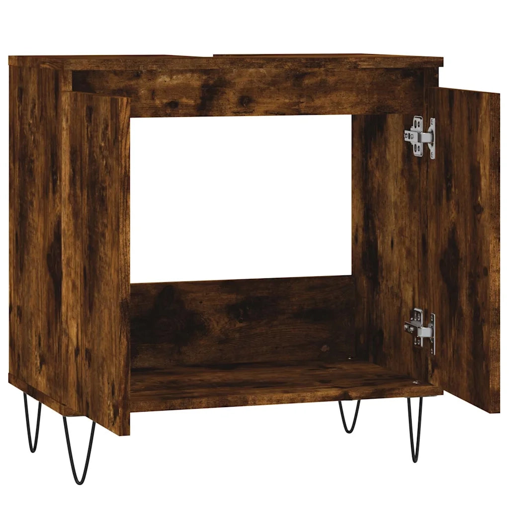 Armadietto Bagno | Armadio da bagno Rovere Fumo 58x33x60 cm in Legno Multistrato