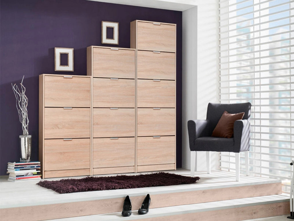 Mobile Portascarpe Santina, Scarpiera 8 Ripiani, 67x28x155.5h cm Marrone Rovere