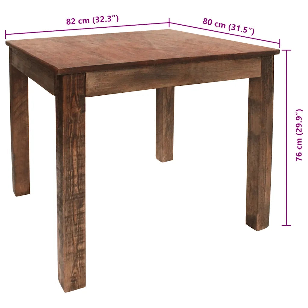 Tavolo da Pranzo in Legno Massello di Recupero Misto 82x80x76cm 244495