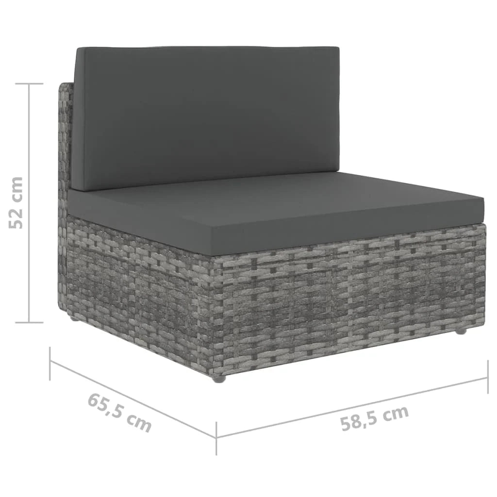 Set di mobili da giardino mobili da esterno 7 pezzi con cuscini resina intrecciata grigia 02_0017223