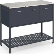 IDMarket - Cucina da esterno PAREO a 3 ante con 1 ripiano in acciaio grigio antracite