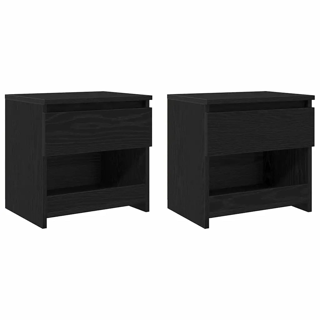 Set di 2 Comodini | Armadio da Notte | Mobiletto da notte Rovere Nero 40 x 30 x 39 cm