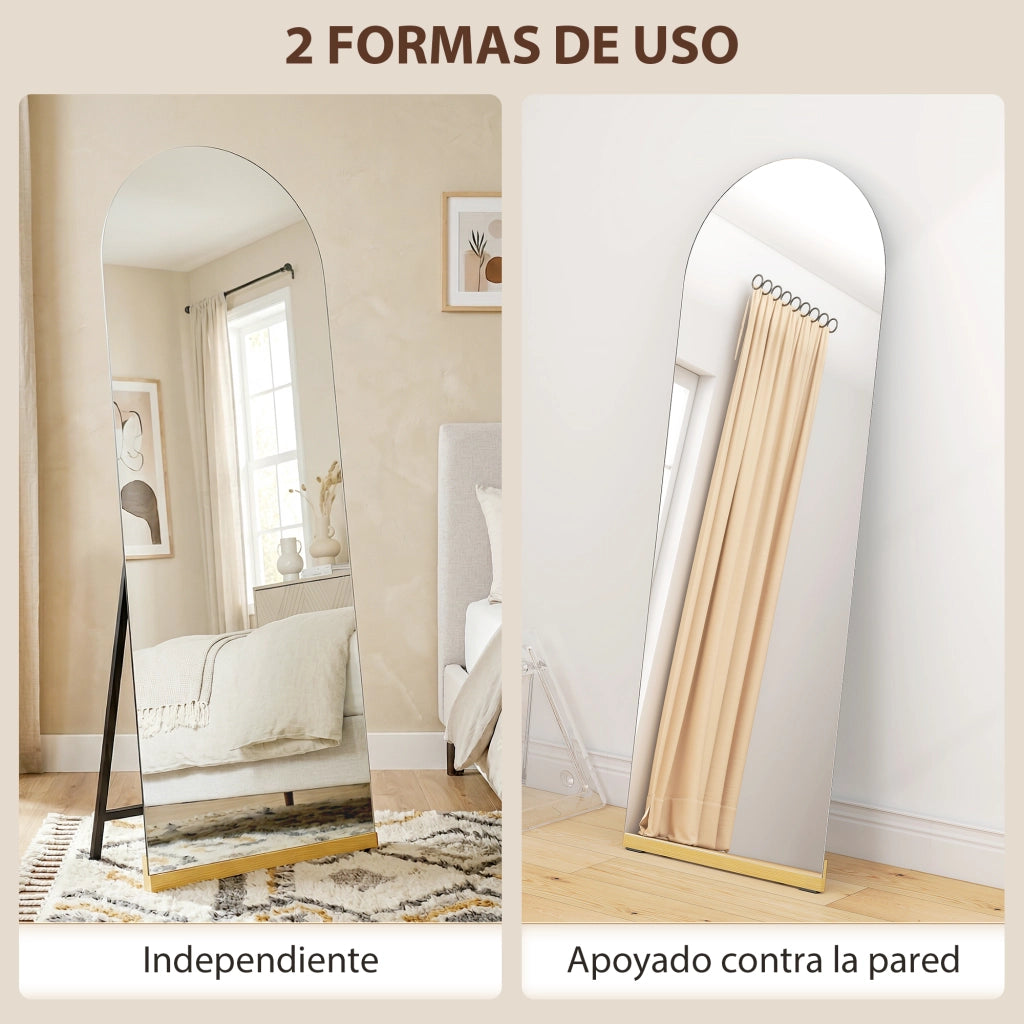 Specchio a Pieno Corpo Curvo senza Cornice ¨C zephmum ¨C Legno 160x50 cm