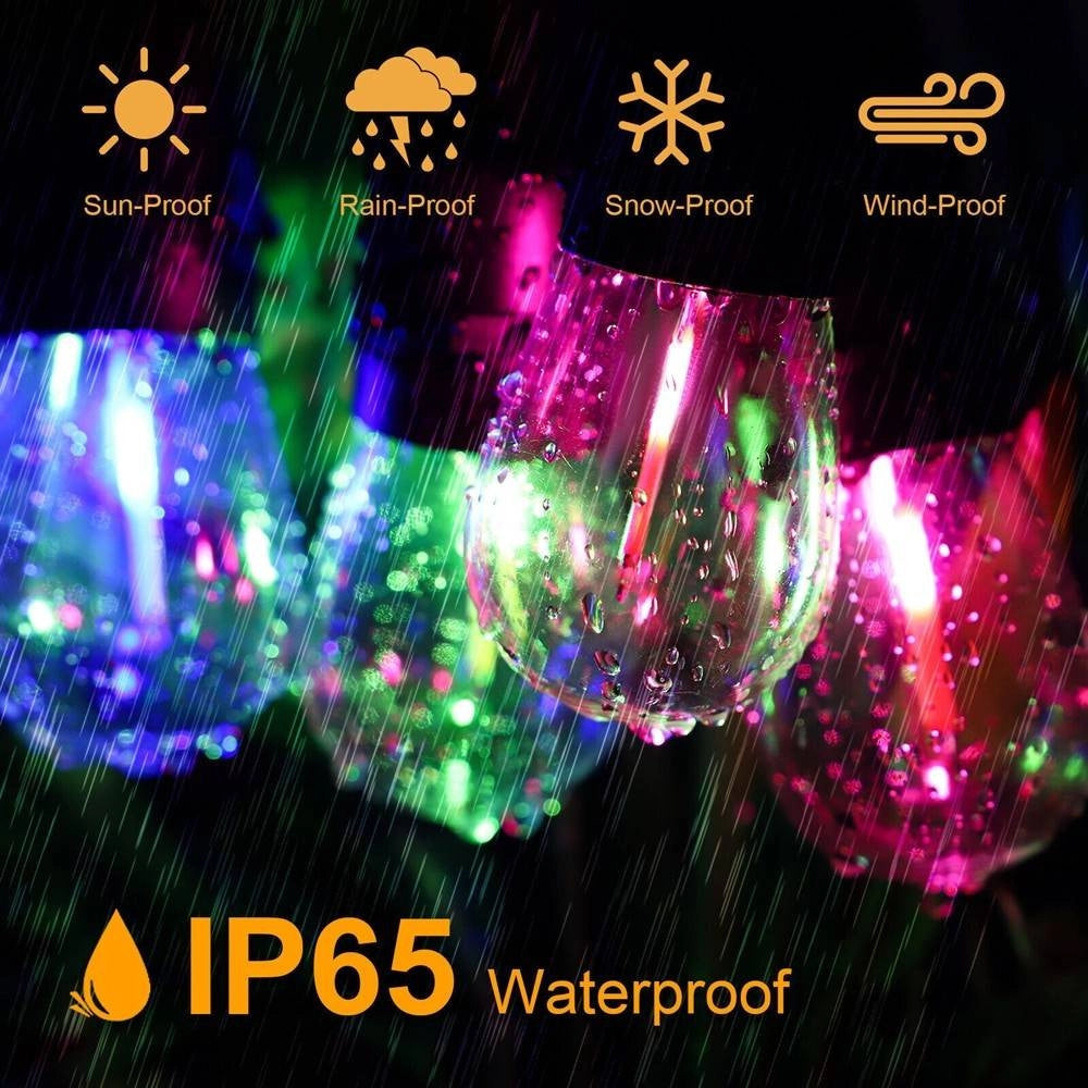 Trade Shop - Catena Luminosa Solare Da Esterno Giardino 10 Mt 10 Lampadine Luce Rgb Mz-lxy -