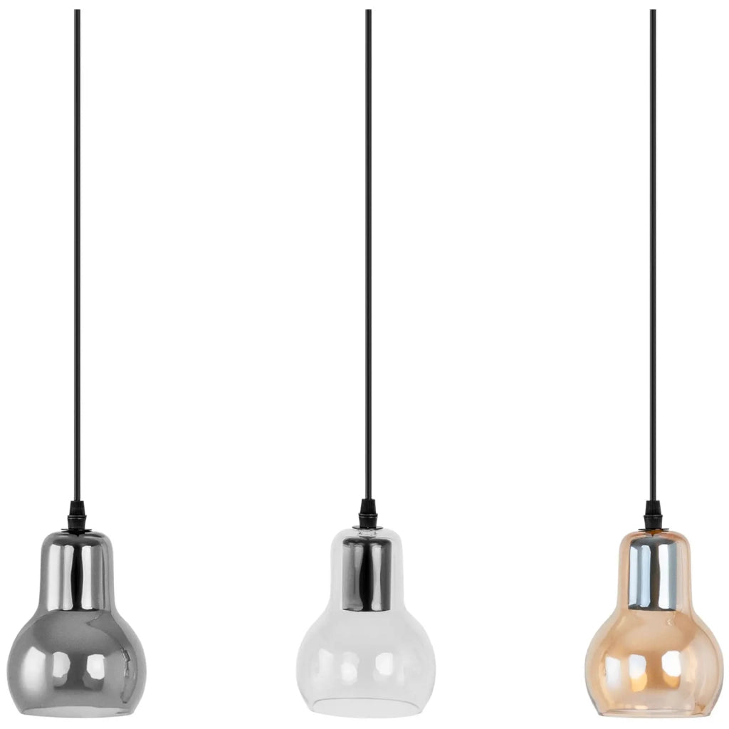 Plafoniera a campana a 3 luci in vetro fumé vetro ABS ferro ambra trasparente nero grigio argento metallizzato 14_0009519