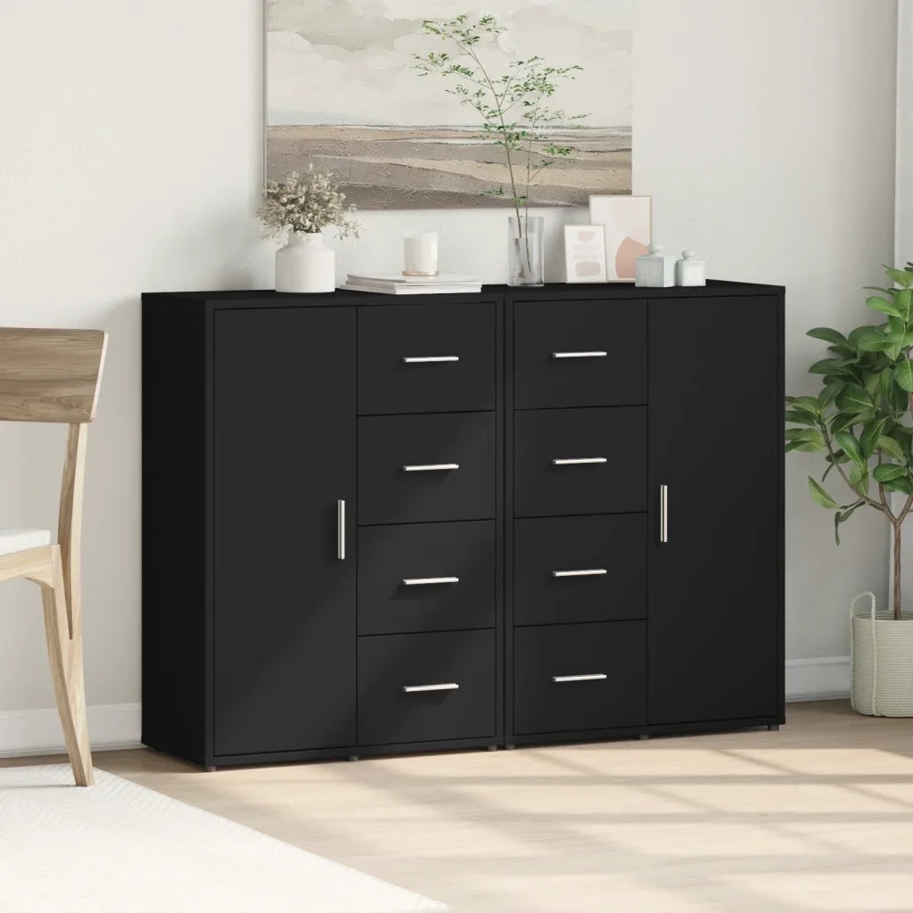 Credenze 2 pz Nere 60x31x84 cm in Legno Multistrato 3276589