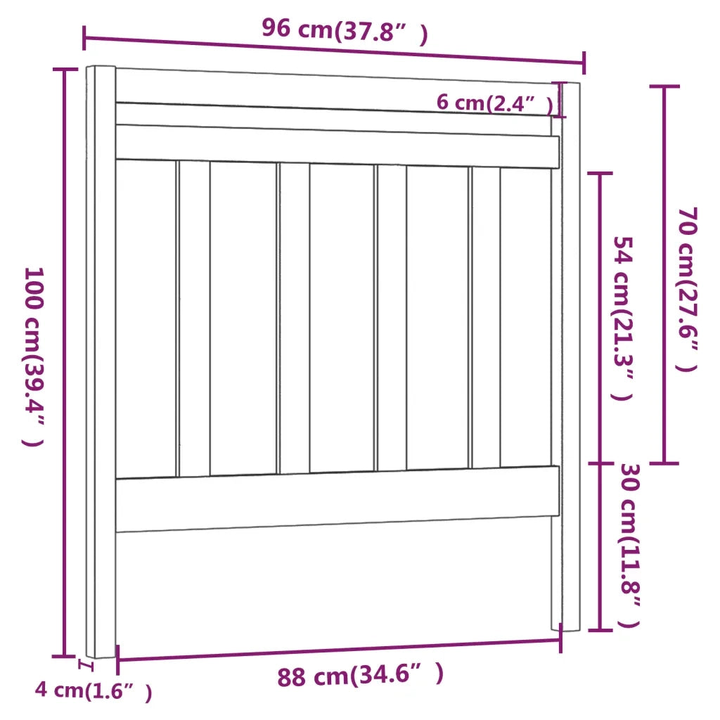 Testiera per Letto-Testata-Testiera Decorativa Nera 95x4x100 cm in Legno Massello di Pino 592436