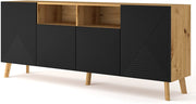 MOBILE CASSETTIERA SOGGIORNO LUXI 195x42x80cm ROVERE NERO OPACO
