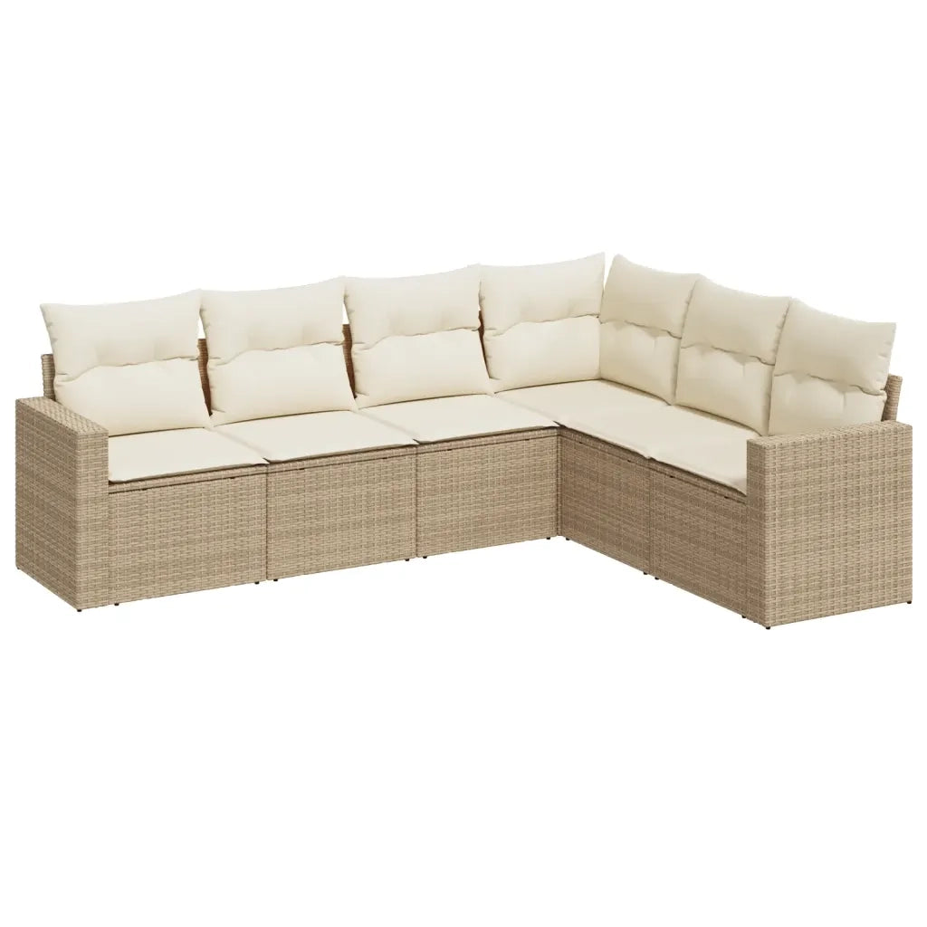 Set Divano da Giardino 6 pz con Cuscini Beige in Polyrattan 3218998