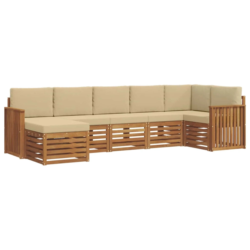 Set divano sezionale con cuscino 7 pcs Naturale e Beige 3375168