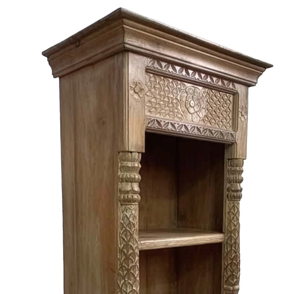 Libreria in legno con finitura artigianale marrone, 57x38x180h cm