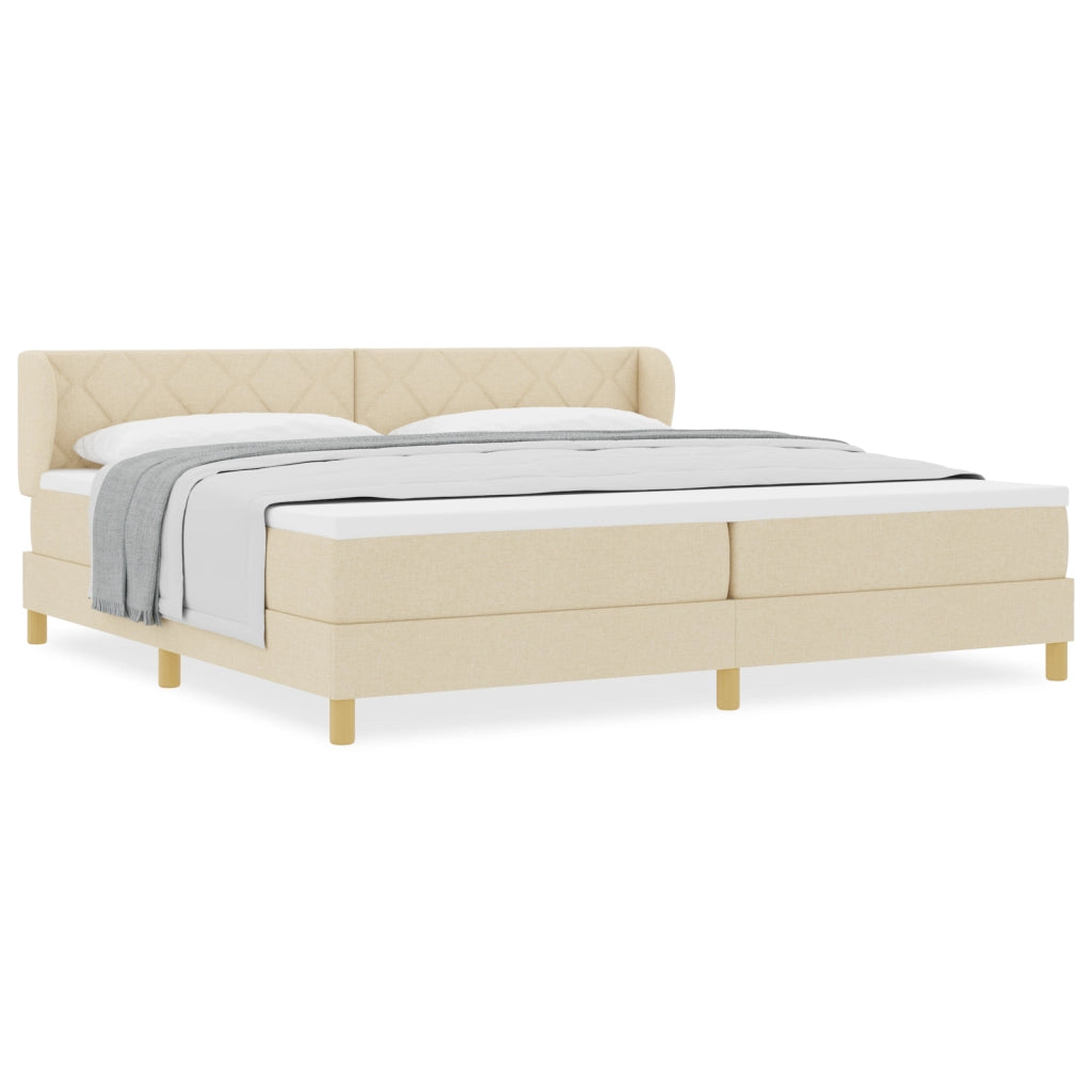 Letto Box Spring con Materasso - Crema - 200x200 cm - Tessuto