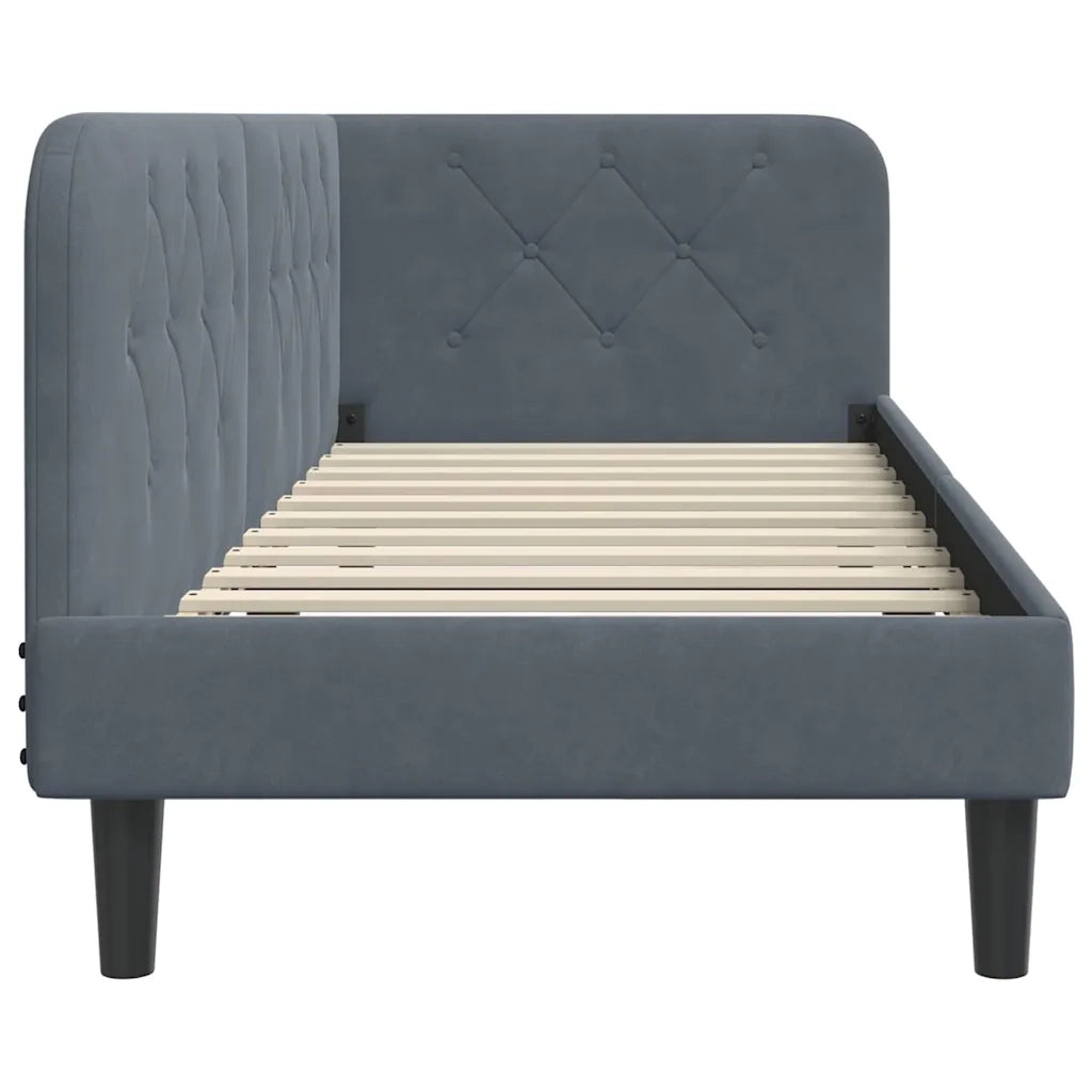 Cornice del letto ad angolo Grigio scuro 80 x 200 cm Velluto