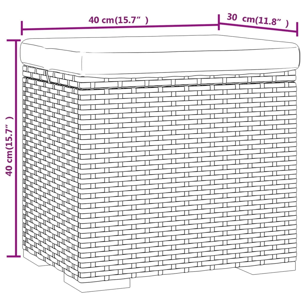 Ottomane con Cuscini 2pz Nero 40x30x40 cm in Polyrattan