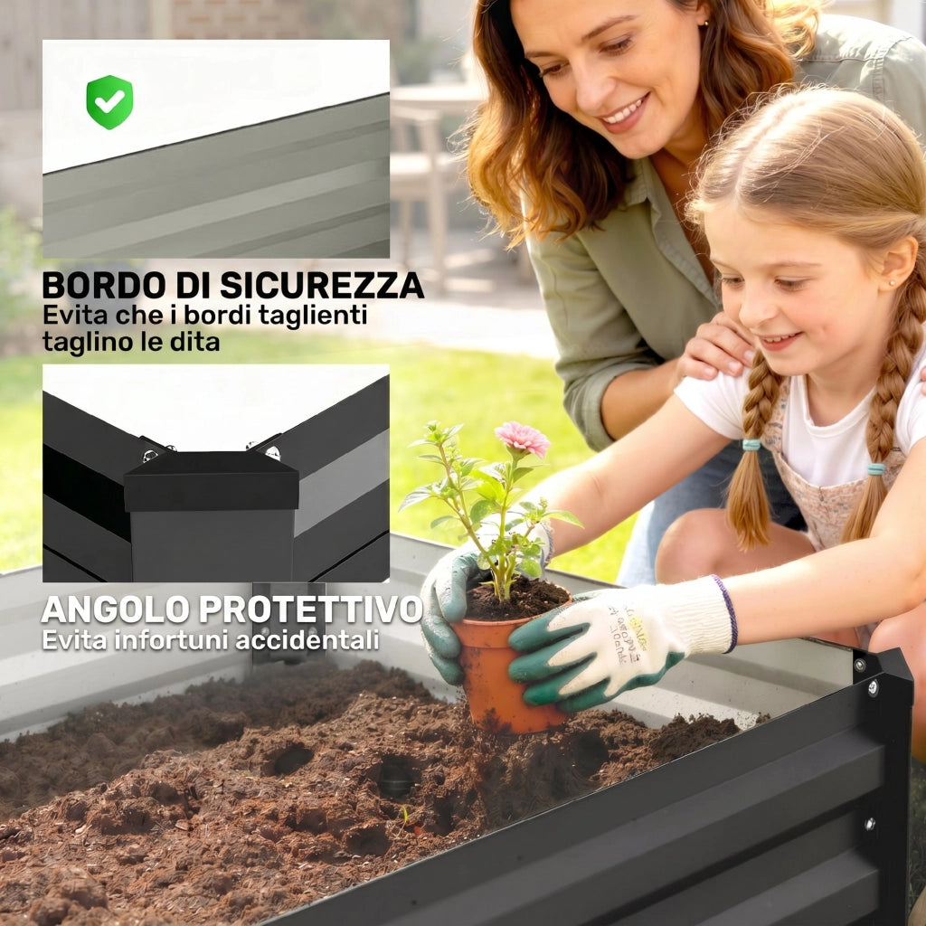 Letti per Orto Rialzato 2 Pezzi ¨C Zephmum ¨C Grigio Acciaio 100x60x30cm
