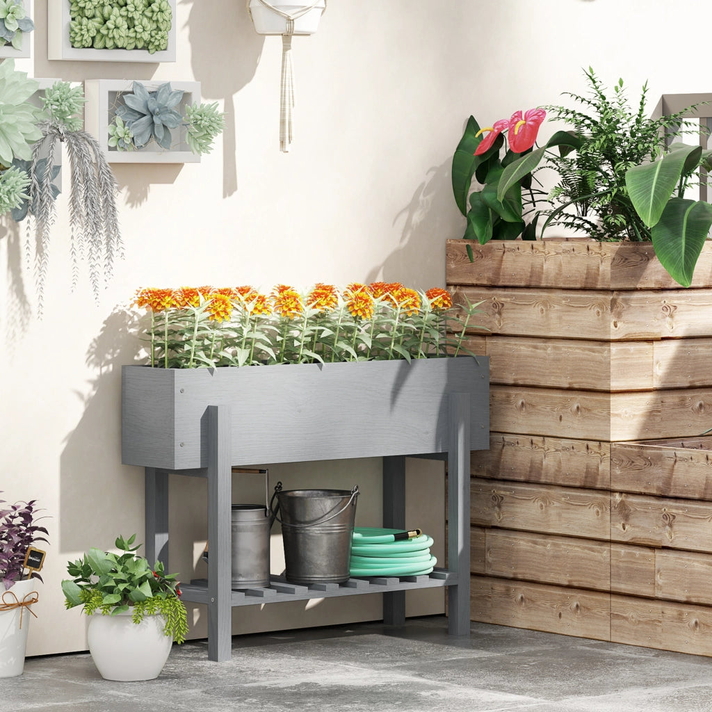 Fioriera Rialzata in Legno ¨C zephmum ¨C 100x30x70.5 cm Grigio