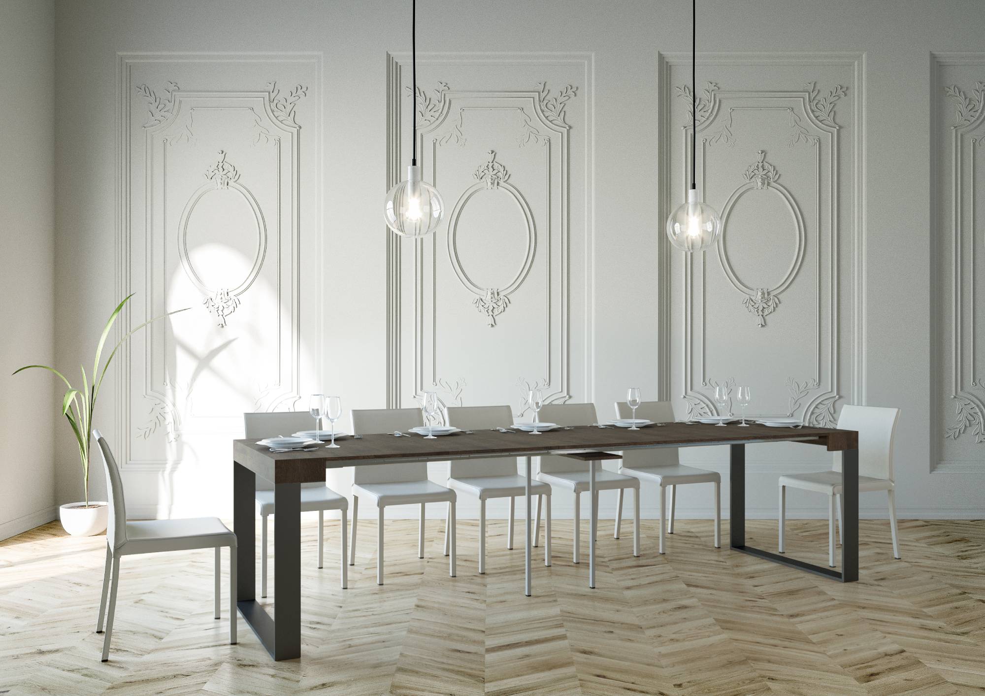 Consolle Allungabile 90-300x40x77 cm in Nobilitato Marrone