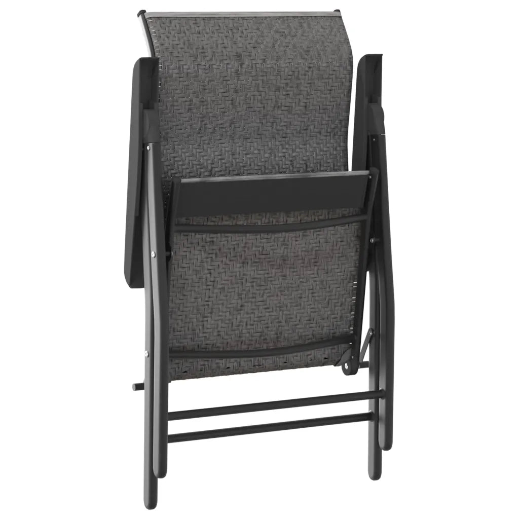 Sedie Pieghevoli da Giardino 2 pz | Sedie da Esterno Grigie in Polyrattan