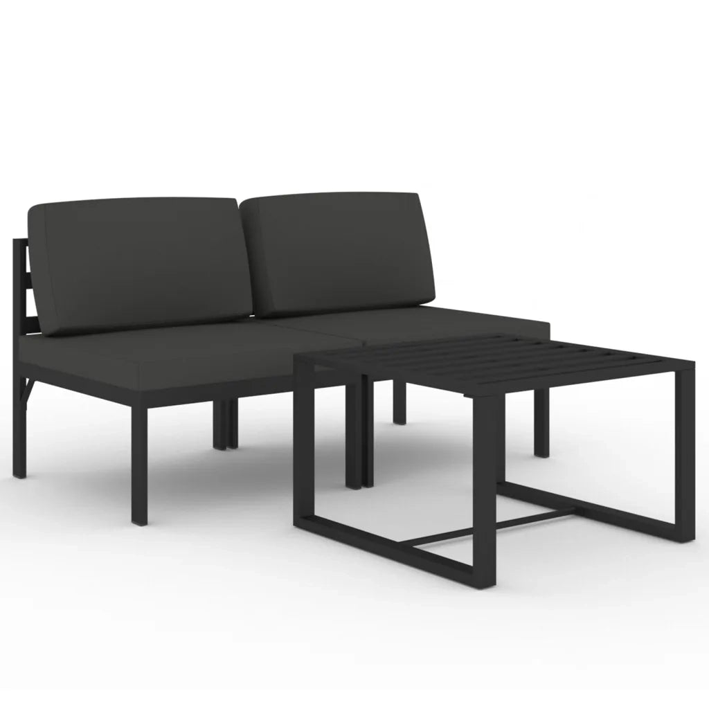 Set Divani da Giardino 3 pz con Cuscini in Alluminio Antracite cod mxl 41631