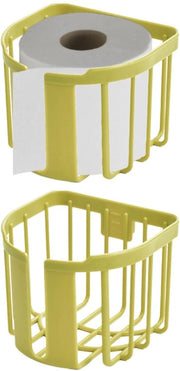 Pacco da 2 di supporti per carta igienica adesivi, da fissare al muro, supporti per carta igienica in plastica colorata, dispensatore per carta igienica per bagno e camper (giallo)