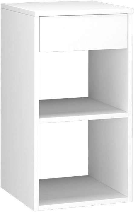 Comodini camera da letto Dany, Bianco, 35 x 65 cm, adatto per la conservazione di libri e riviste