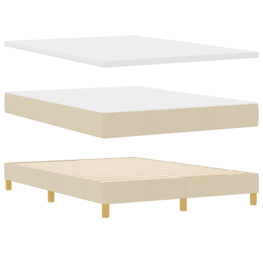 Letto Box Spring con Materasso Crema 140x200 cm Tessuto