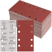 Set di carta abrasiva premium 50 pezzi 93 x 185 mm dimensione grana 400 chiusura con nastro adesivo 8 fori - Trapano abrasivo Macchina abrasiva Trapano.