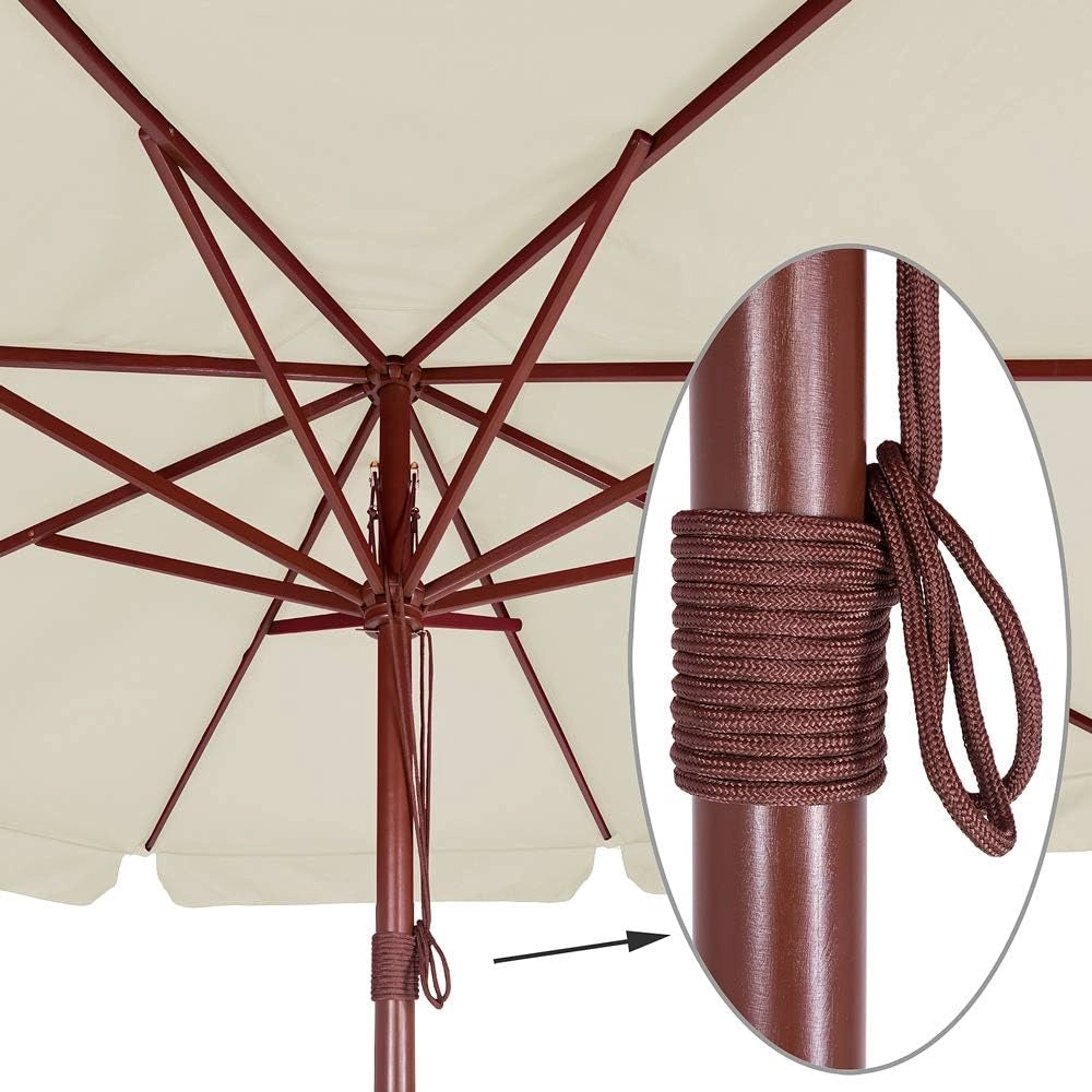 Ombrellone in Legno 330cm UV50+ Idrorepellente Ombrello Rotondo Stabile Antivento da Giardino Balcone