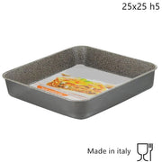 Trade Shop - Teglia Quadra Alta H5cm Con Rivestimento Antiaderente Antigraffio Da Forno 3 Misure -    -25x25 Cm   -