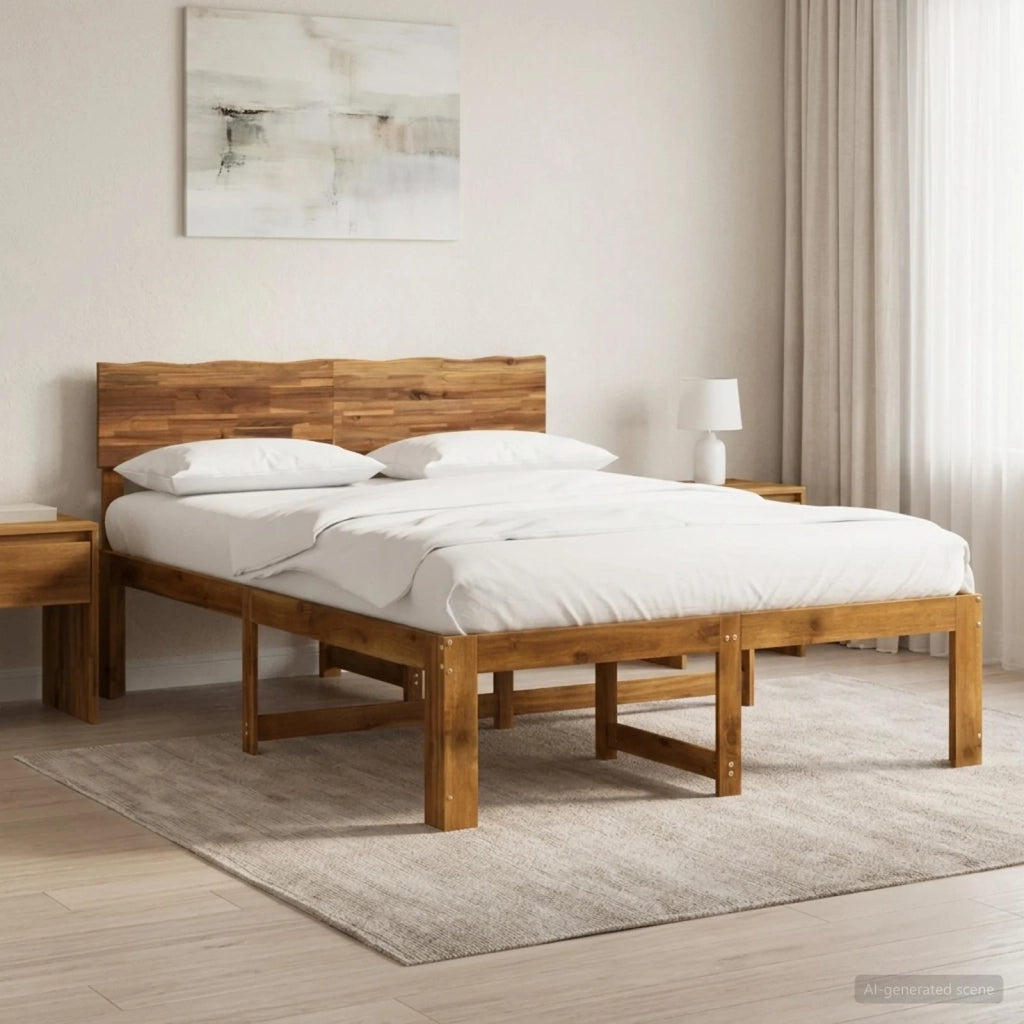 Letto matrimoniale con testiera ROSTOCK Naturale 140 x 190 cm 903366
