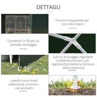 Gazebo da Giardino 6x3 m per Eventi con Pareti Rimovibili e Finestre Trasparenti, Verde