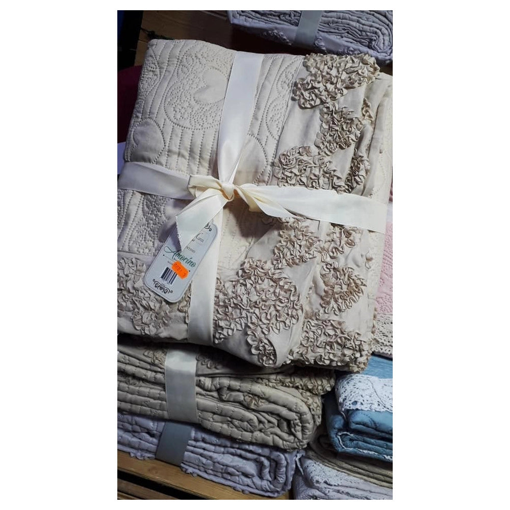 Trade Shop - Trapunta Matrimoniale Alta Qualità Con Ricamo Al Bordo Colore Fantasia Casuale -