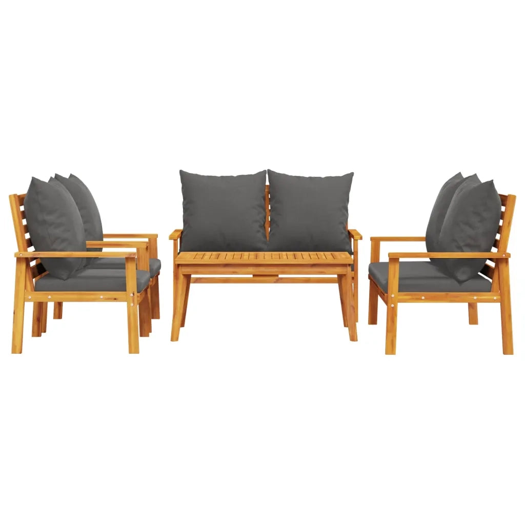 Set Salotto da Giardino 5 pz con Cuscini Legno Massello Acaciacod mxl 116531