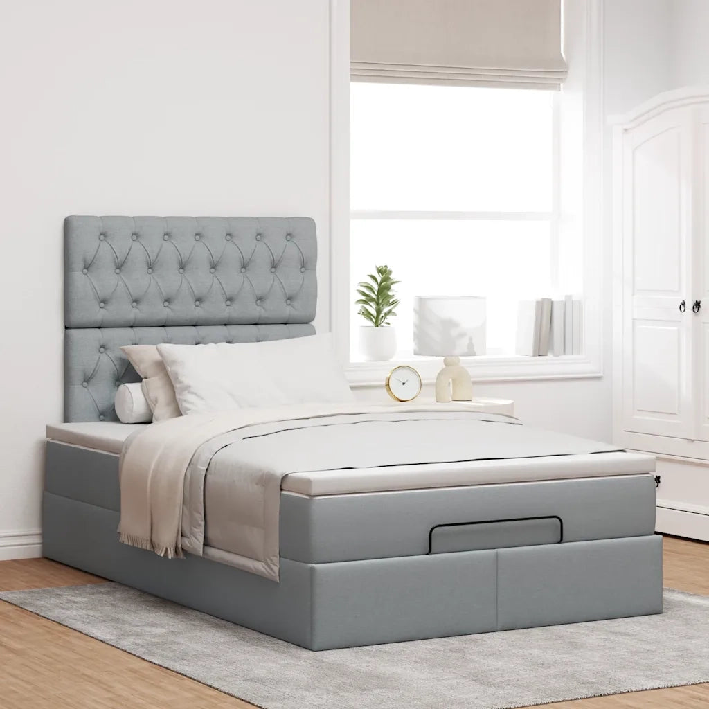 vidaXL Struttura Letto Pouf con Materasso 120x200 cm in Tessuto