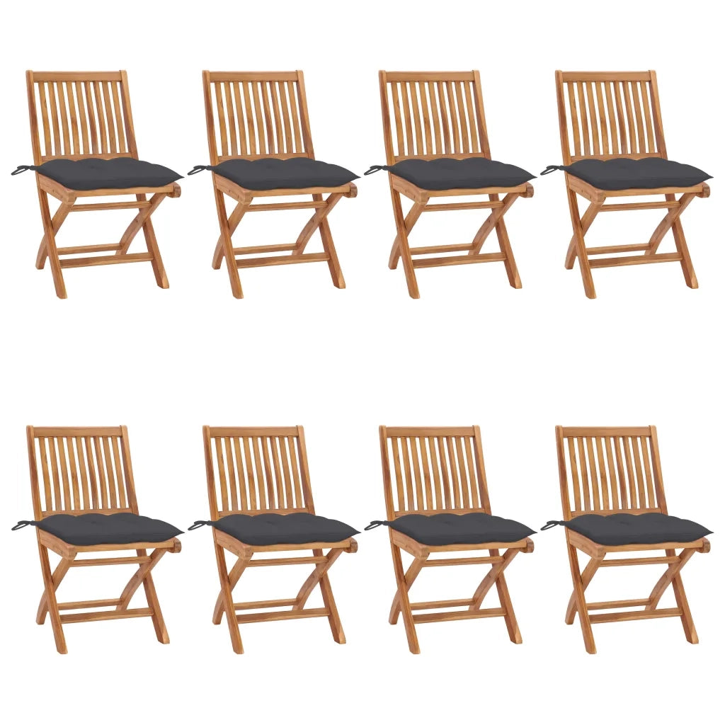 Sedie da Giardino Pieghevoli con Cuscini 8 pz Massello di Teak cod mxl 75261