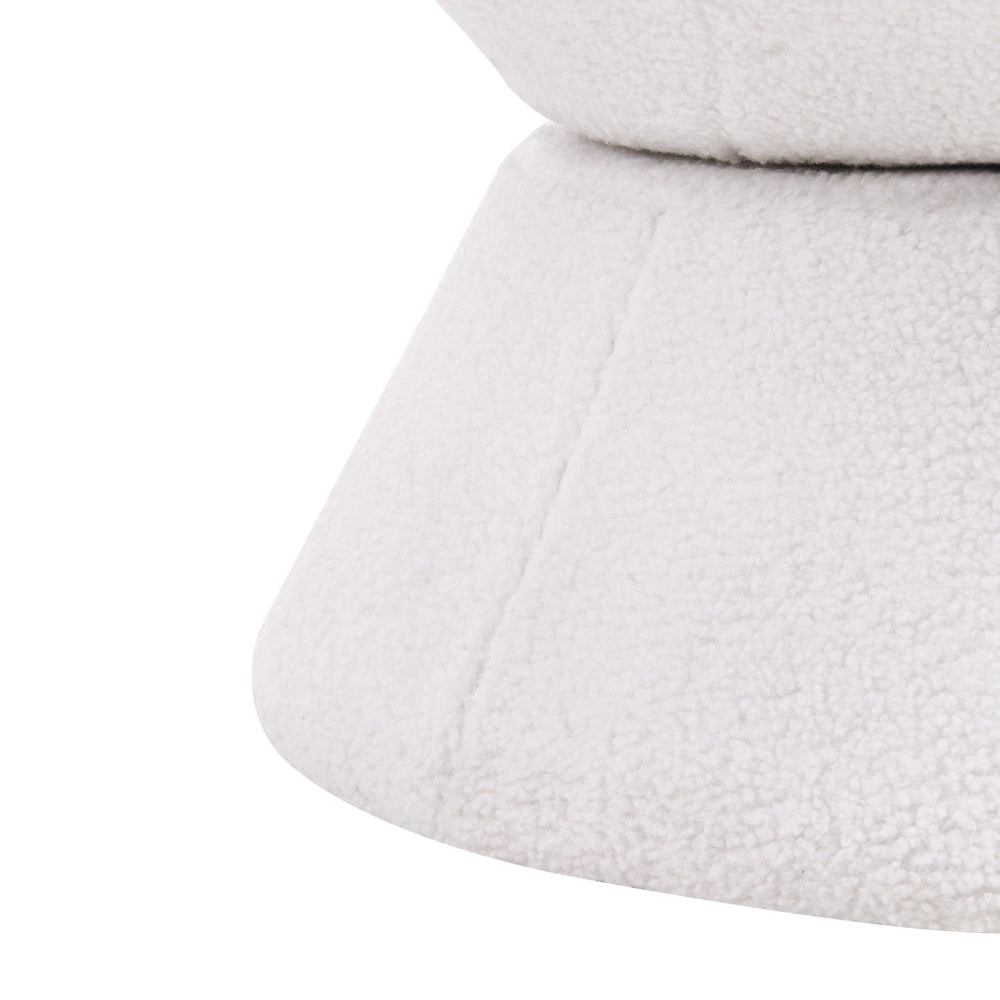 Poltrona Bouclé bianco sporco con base girevole a 360° Papasan a forma di ciotola stile moderno salotto angolo lettura