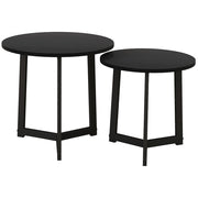 Tavolo da pranzo - set 2 tavolini rotondi - struttura in acciaio - fino a 35 kg - nero - design moderno