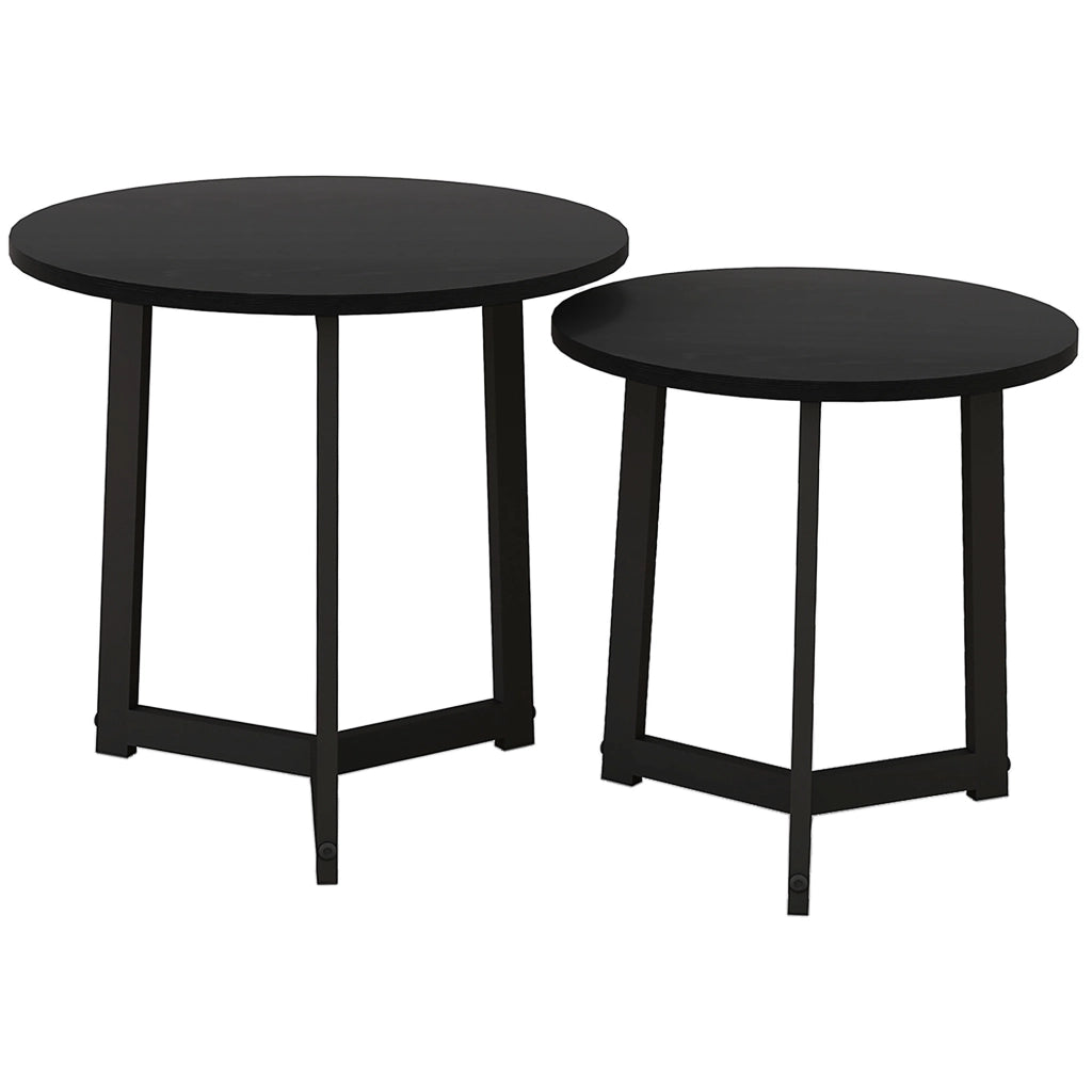 Tavolo da pranzo - set 2 tavolini rotondi - struttura in acciaio - fino a 35 kg - nero - design moderno
