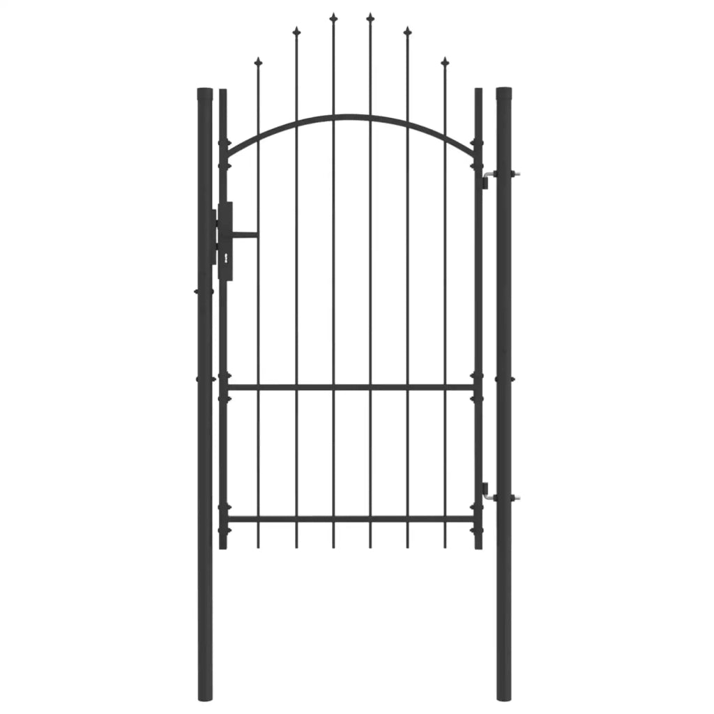 Cancello da giardino con blocco Grigio 175 x 100 cm Acciaio 42008900