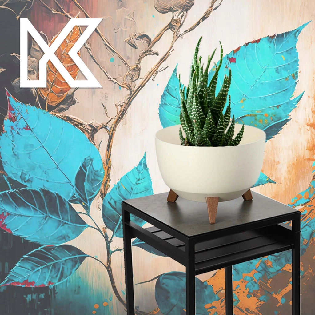 Vaso da fiori KADAX, fioriera, coperchio, gambe, inserto, supporto per fiori, 33 cm, crema, ciotola rotonda