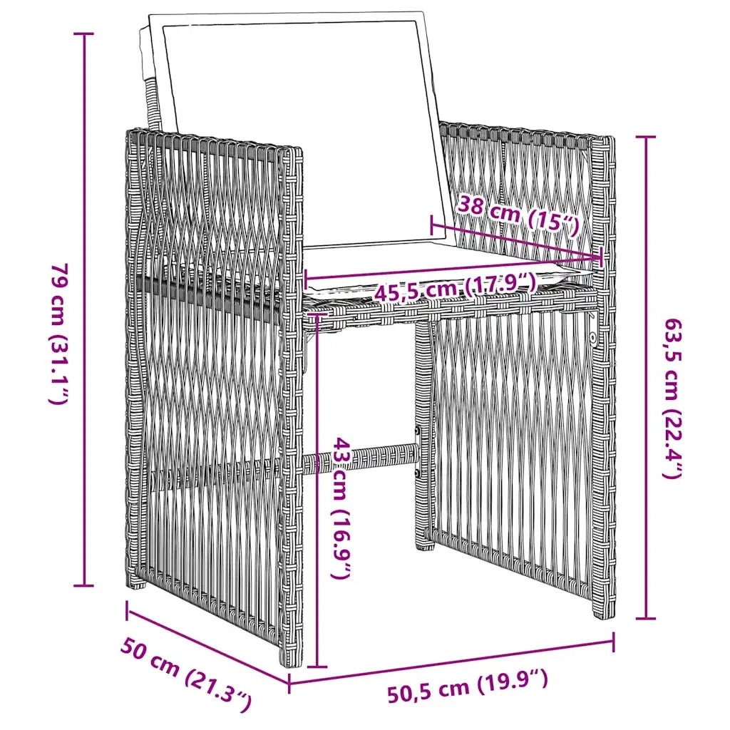 Set da Pranzo per Giardino 9 pcs Grigio chiaro polyrattan 3380792