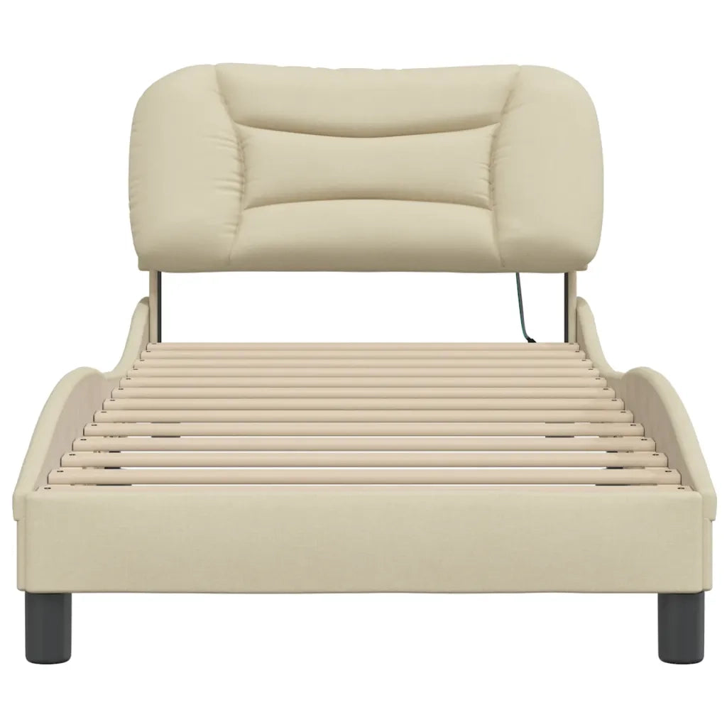Giroletto con LED senza Materasso-Struttura Letto Hvar Crema 90x190 cm in Tessuto