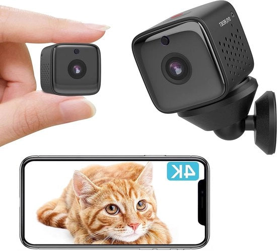 Mini Camera WiFi 4K FHD | Sicurezza Animale | Batteria 1000mAh | Visione Notturna IR Automatica | Allarme Movimento | Archiviazione Cloud/TF | Facile da Installare | 2.4G [Nuovo]