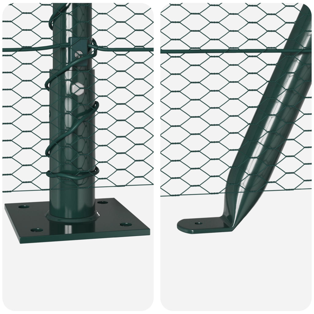 Set di Recinzione Set di 2 Verde Acciaio Rivestito a Polvere