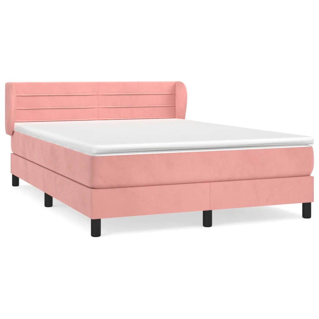 Giroletto a Molle con Materasso Rosa 140x190 cm in Velluto 3127552